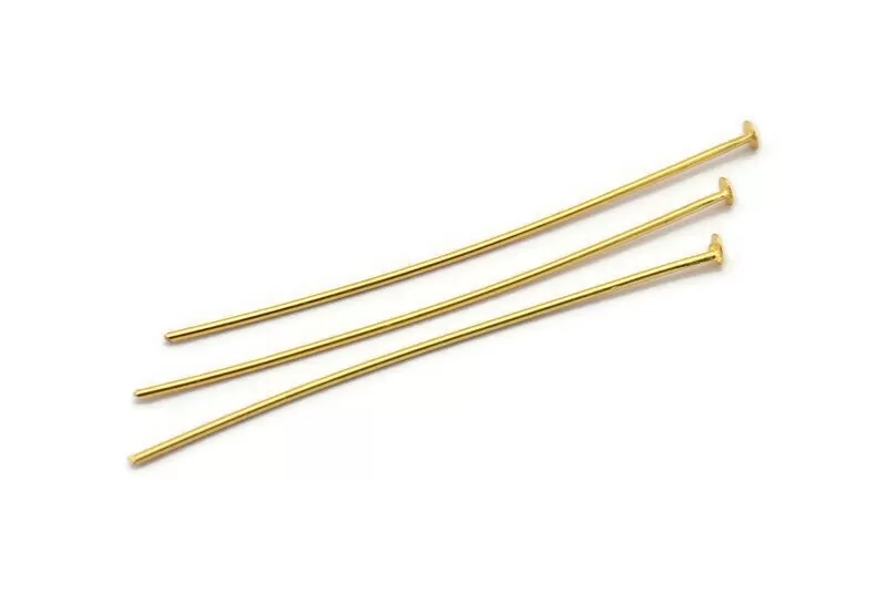 100 Raw Brass Head Pin, Findings (50mmx0.80mm) BRC037