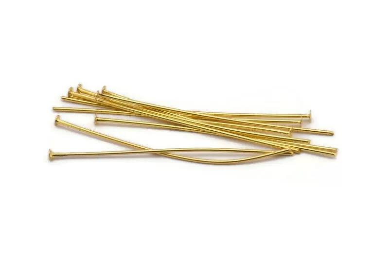 100 Raw Brass Head Pin, Findings (50mmx0.80mm) BRC037