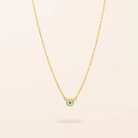 10K Gold Enamel Evil Eye Necklace