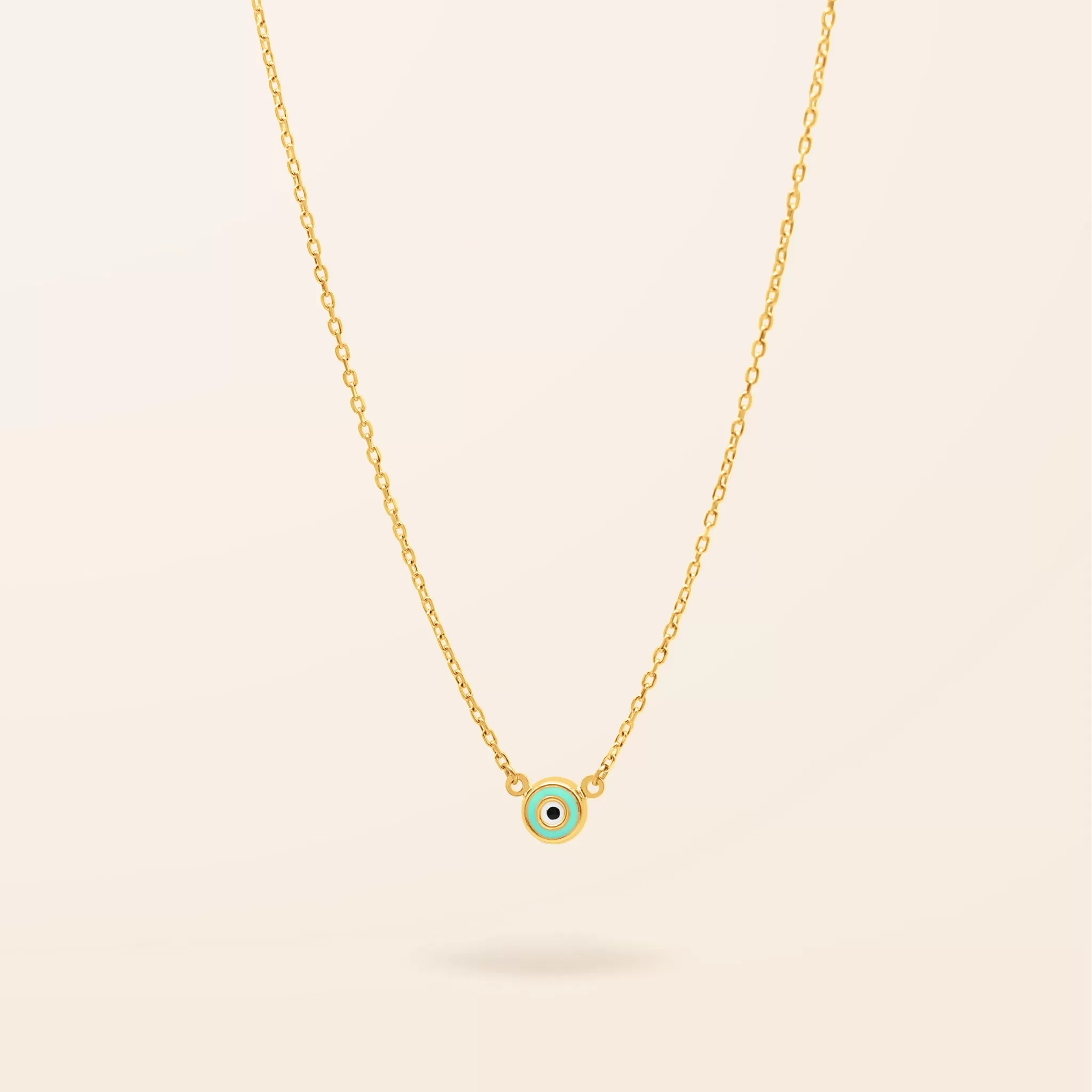 10K Gold Enamel Evil Eye Necklace