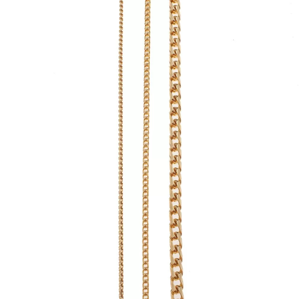 14K & 18K Gold Large Franco Diamond Cut Chain Necklace 3mm