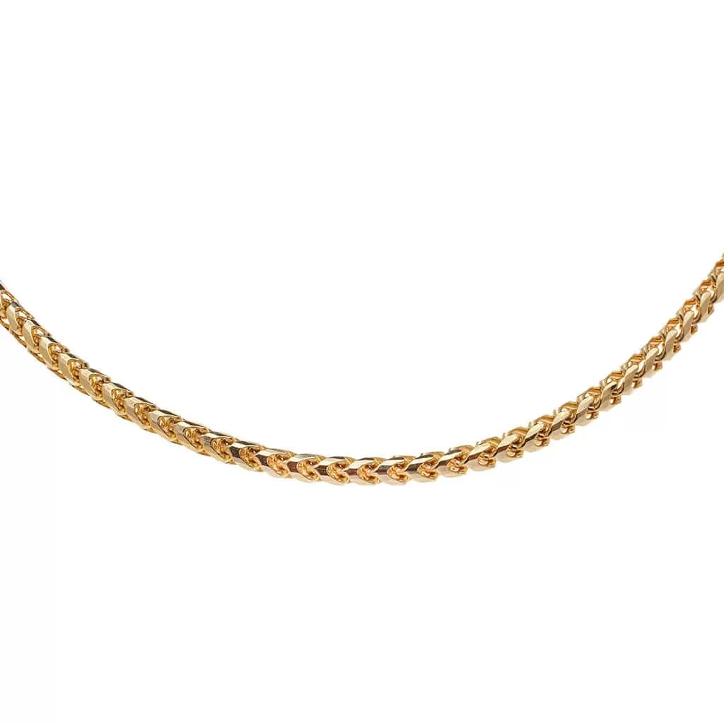 14K & 18K Gold Large Franco Diamond Cut Chain Necklace 3mm