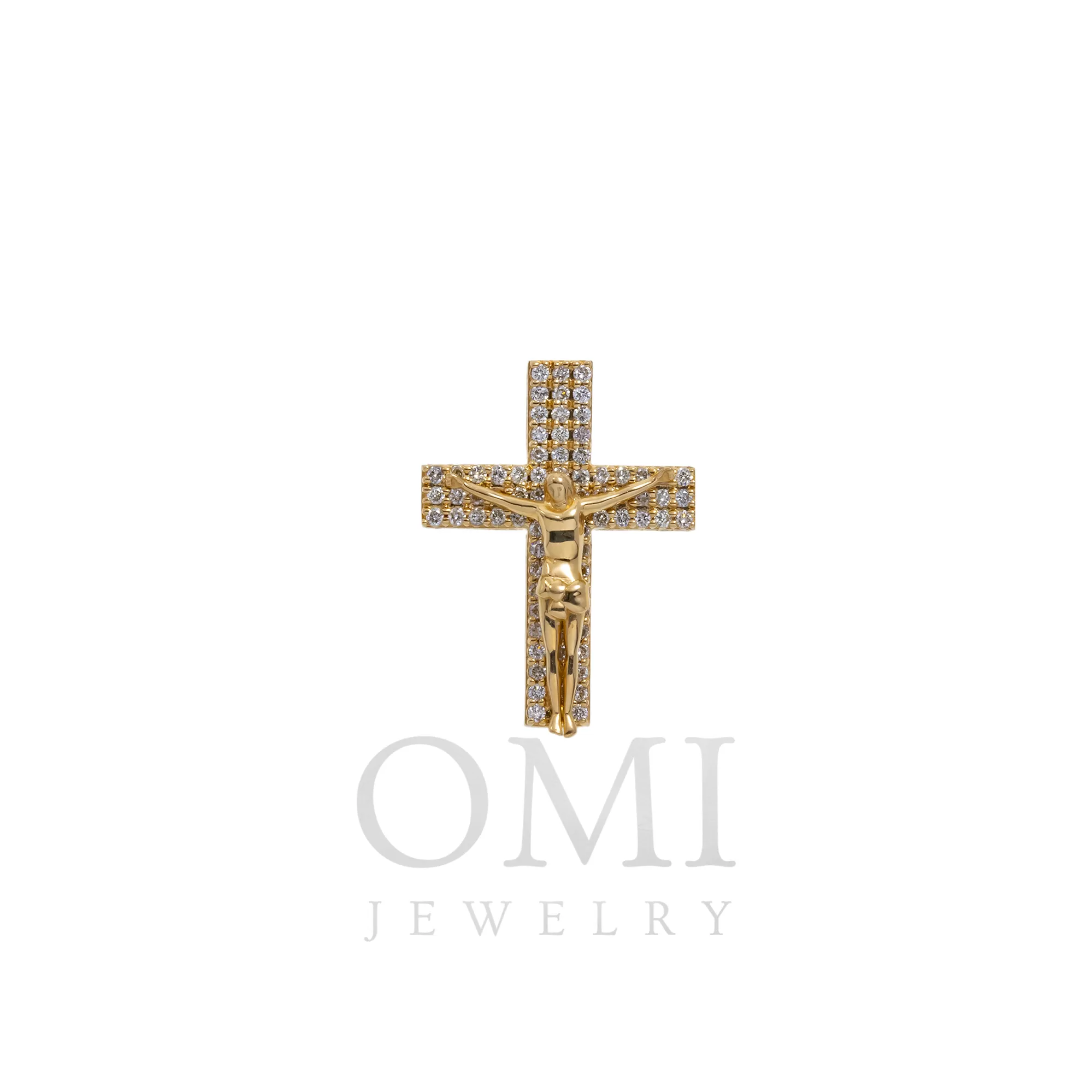 14K GOLD DIAMOND CRUCIFIX PENDANT 0.90 CT