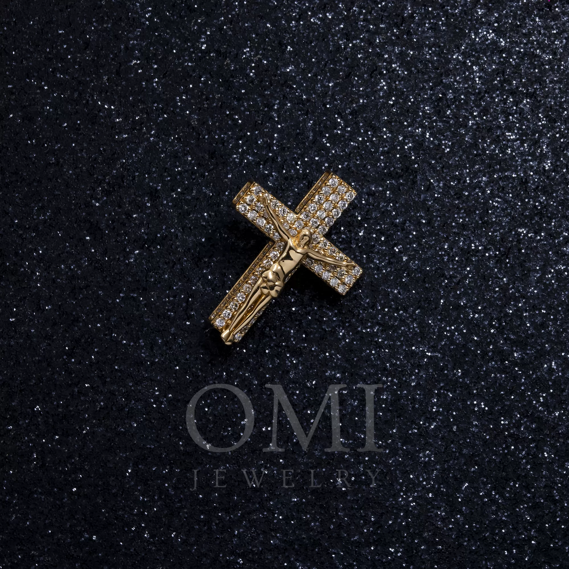 14K GOLD DIAMOND CRUCIFIX PENDANT 0.90 CT