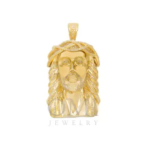 14K GOLD DIAMOND JESUS HEAD WITH CROWN OF THORNS PENDANT 2.27 CT