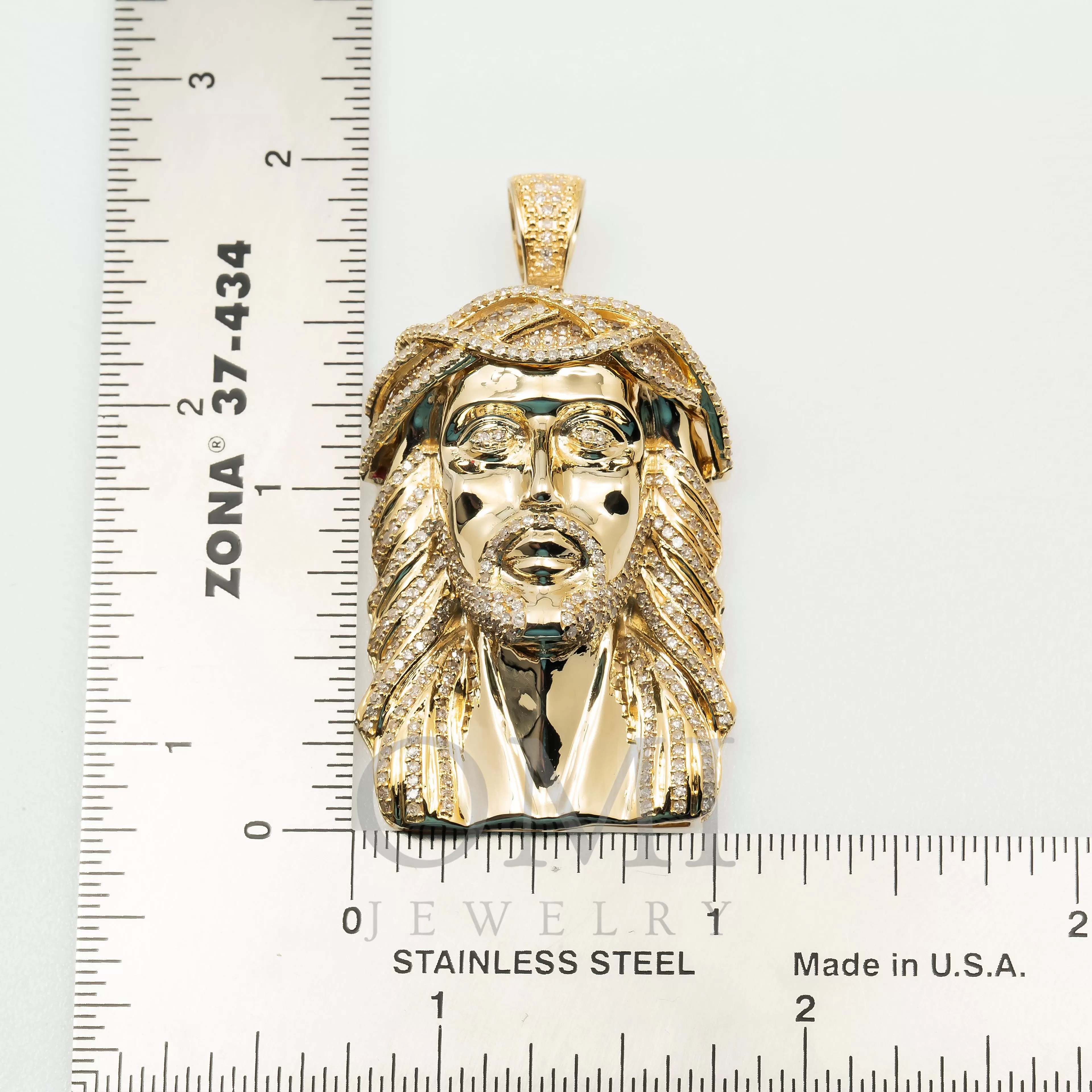 14K GOLD DIAMOND JESUS HEAD WITH CROWN OF THORNS PENDANT 2.27 CT