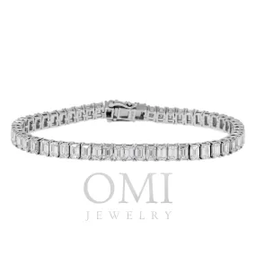 14K GOLD EMERALD CUT LAB DIAMOND TENNIS BRACELET 10.02 CT