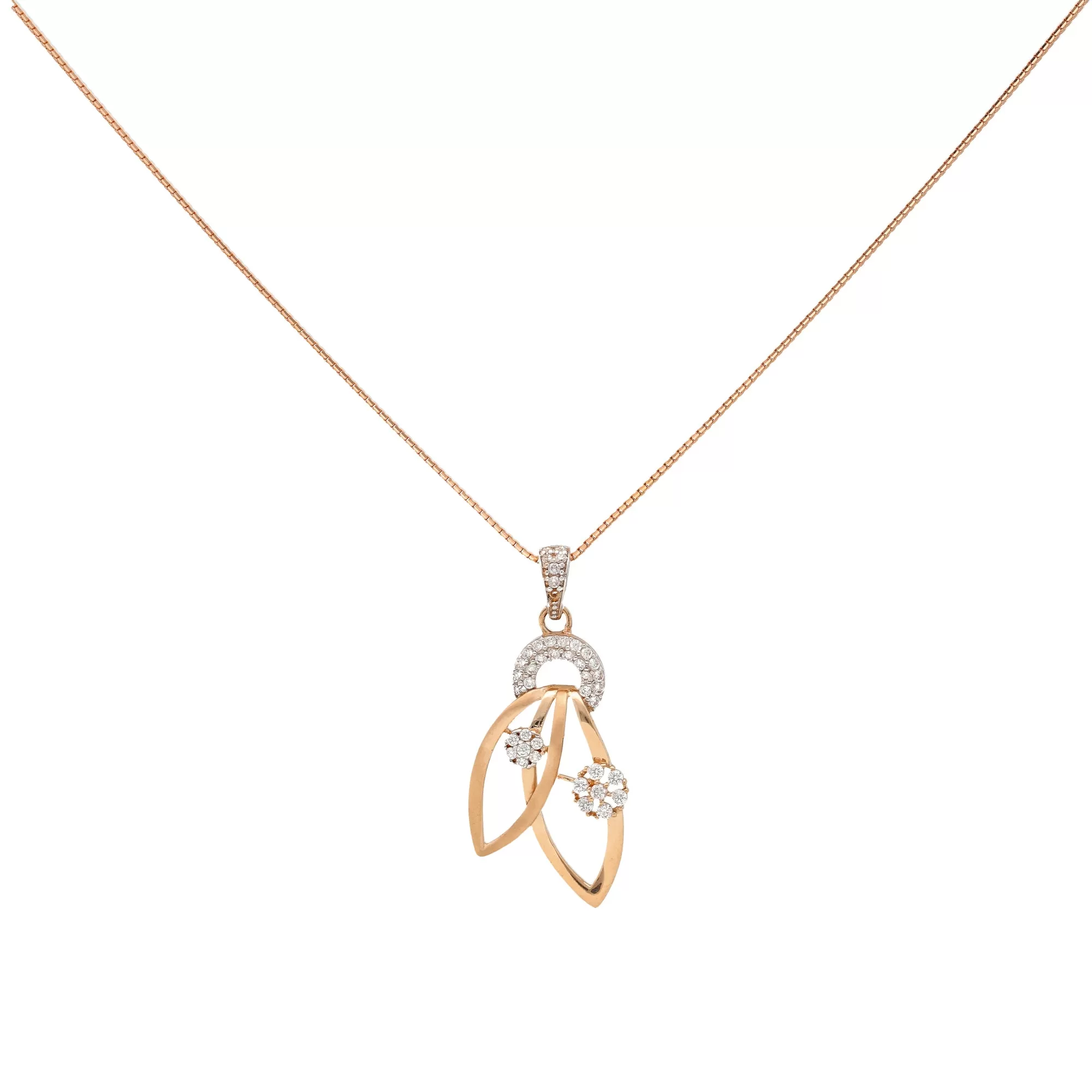 18K Rose Gold & CZ Pendant Set (9.4gm)