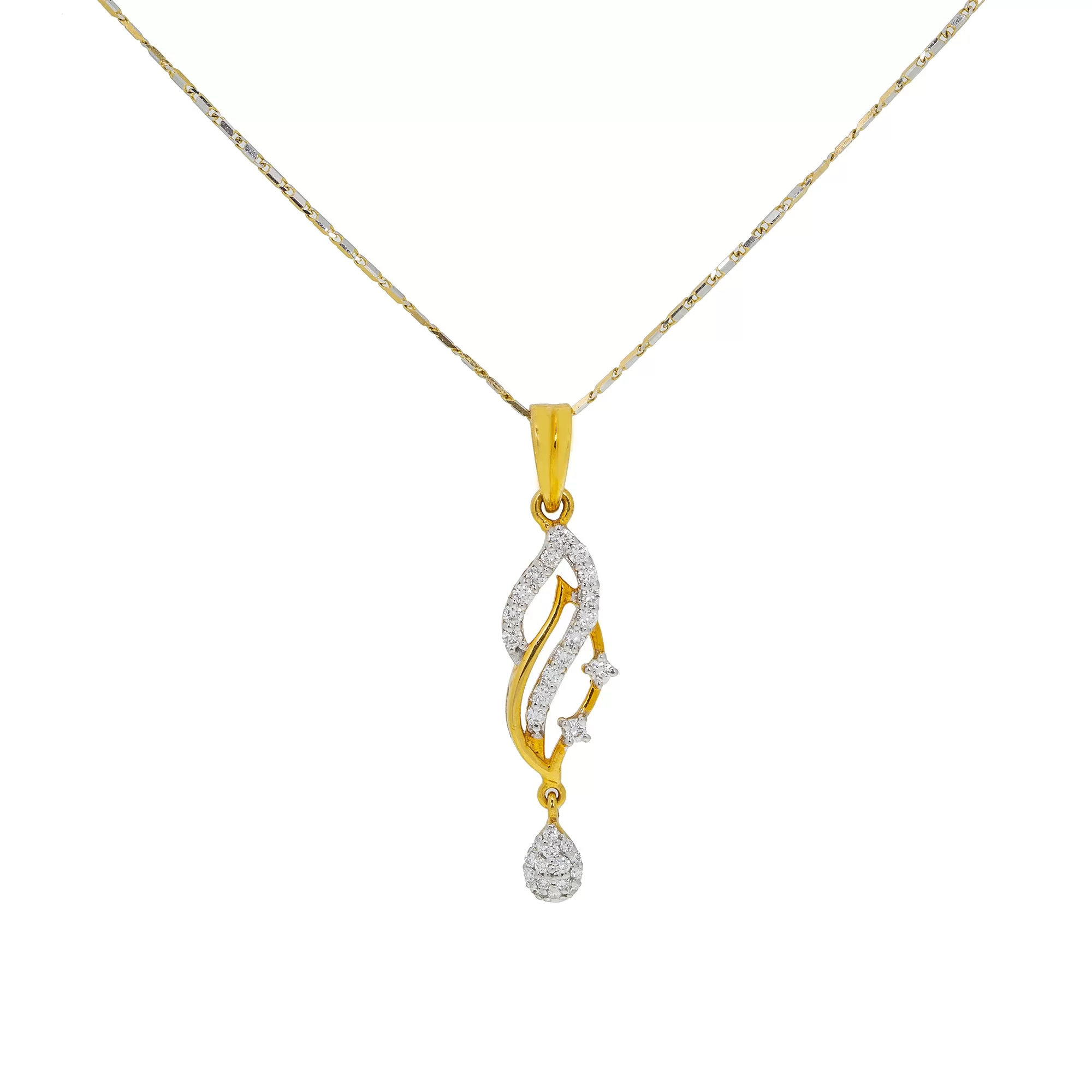 18K Yellow & White Gold Diamond Pendant Set (7.9gm)