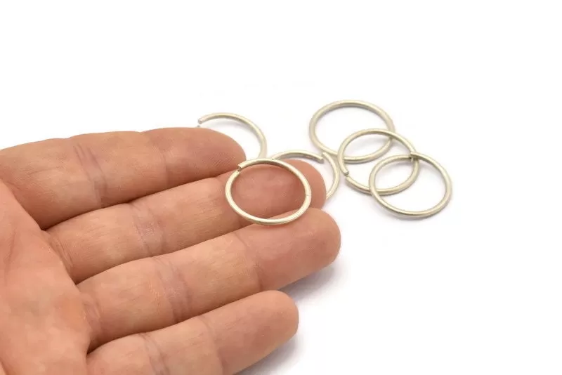 20mm Jump Ring - 12 Antique Silver Plated Brass Jump Rings (20x1.5mm) D0234