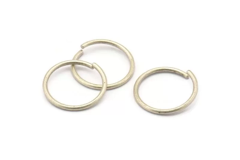 20mm Jump Ring - 12 Antique Silver Plated Brass Jump Rings (20x1.5mm) D0234