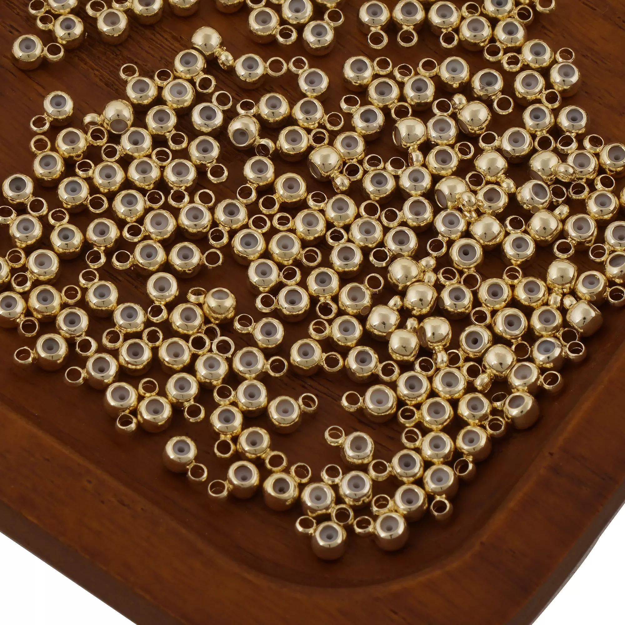 20PCS 3mm&4mm 14k gold filled Sliding Adjustable silicone Stopper beads with rings 104070