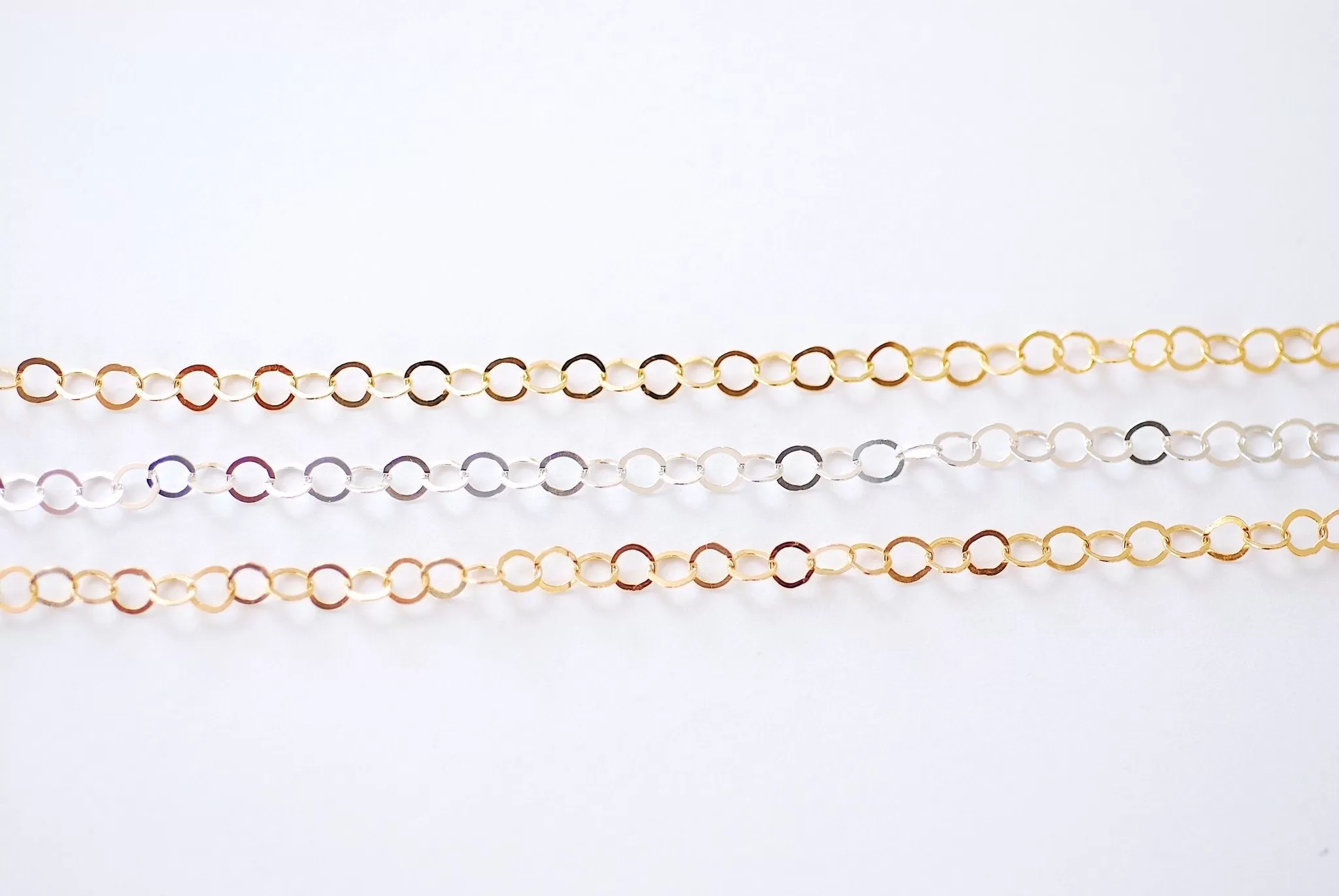 3.5mm Width Flat Round Cable Gold Filled Chain l Wholesale Jewelry Findings Components Chain l Permanent Jewelry Making