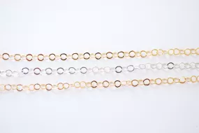 3.5mm Width Flat Round Cable Gold Filled Chain l Wholesale Jewelry Findings Components Chain l Permanent Jewelry Making