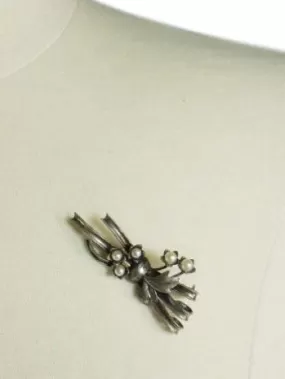 40s Sterling Silver and Pearl Brooch