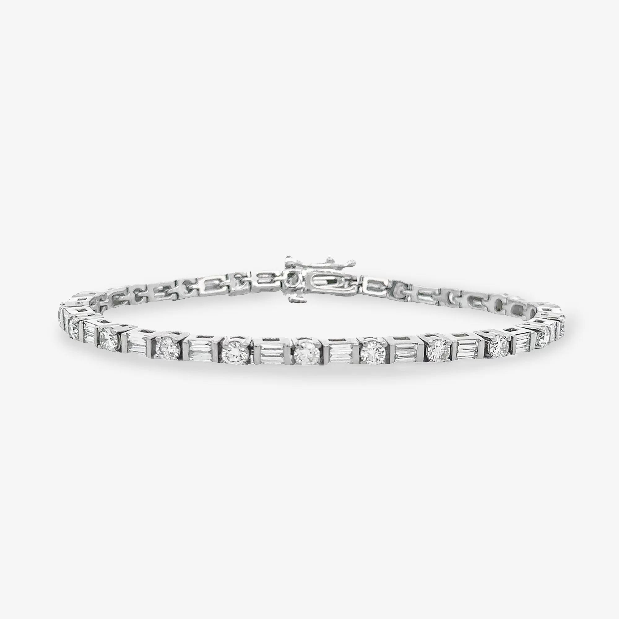 4.80CT Round & Baguette Diamond Tennis Bracelet