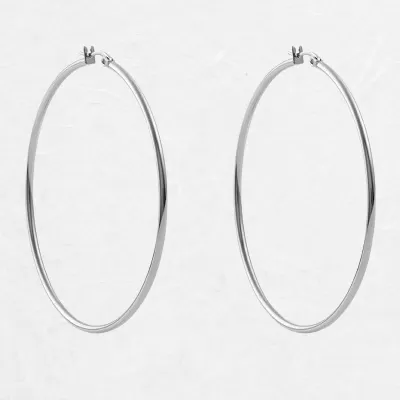 60mm Silver Creole Valentano Hoop Earrings