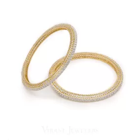 6.56CT Round Brilliant Diamond Bangles in 18K Yellow Gold, Set of 2