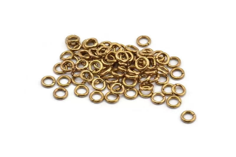 6mm Jump Ring - 100 Raw Brass Jump Ring Connectors Findings (6x1.2mm) A0284