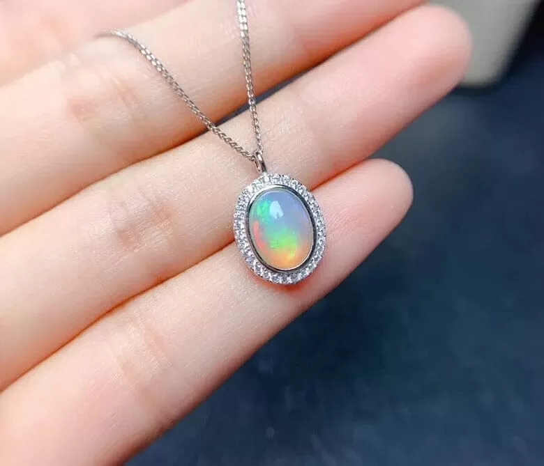 7*9MM Opal Ring, Necklace, Earring and Jewelry Set