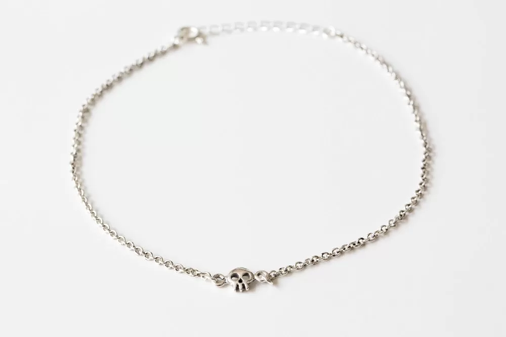 925 skull pendant anklet-ah