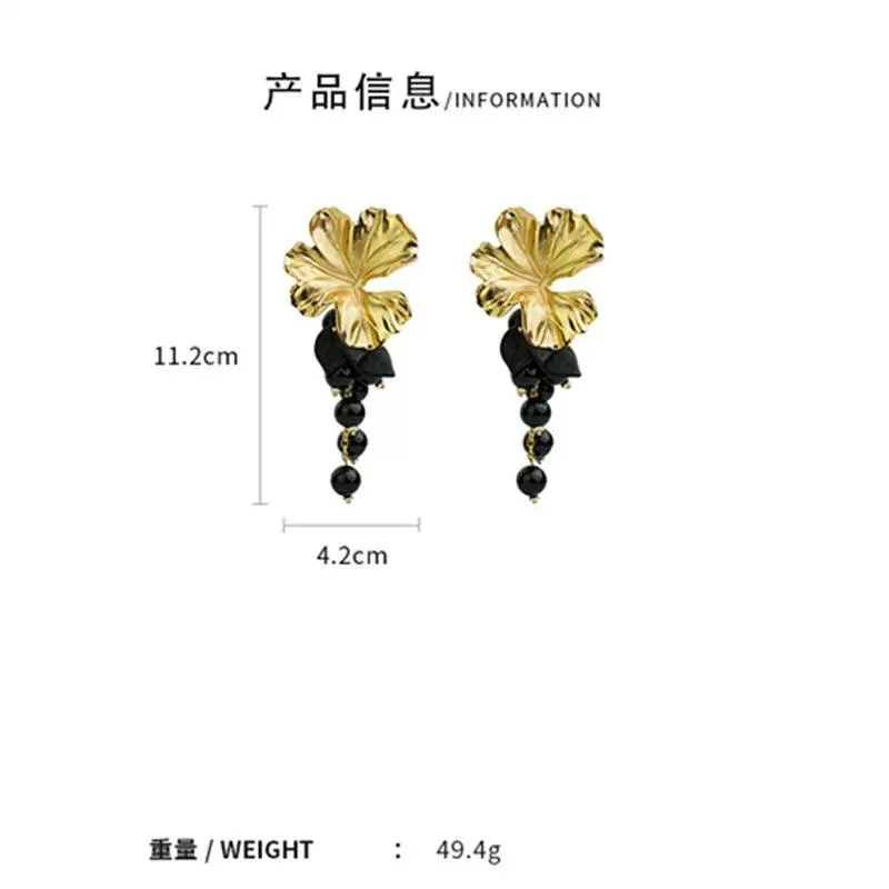 A6145 Big Metal Flower Charm Stud Earring Jewelry