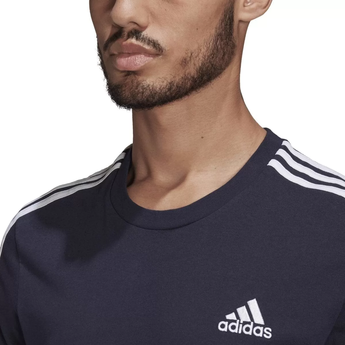 ADIDAS MEN'S ESSENTIALS 3-STRIPES NAVY TEE