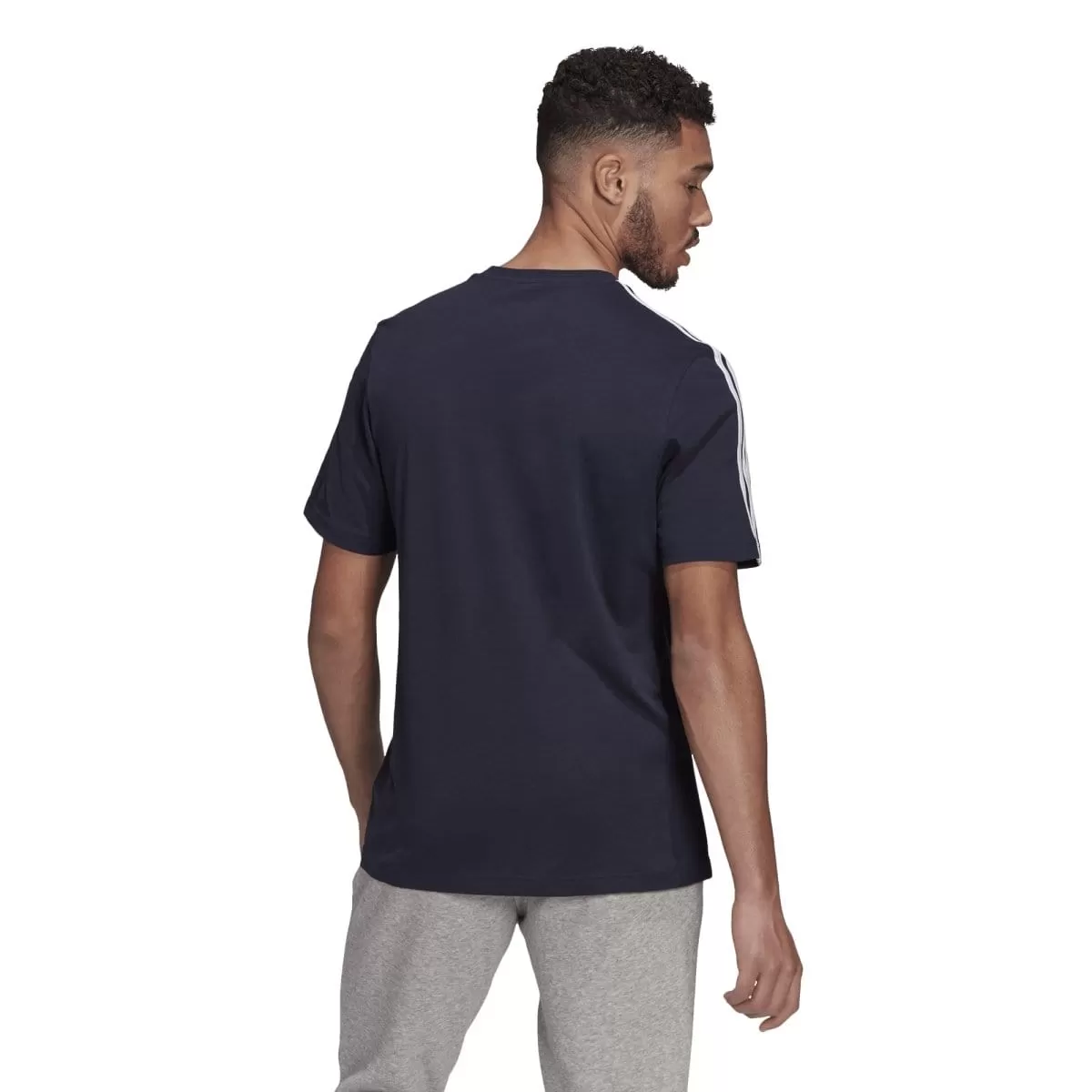 ADIDAS MEN'S ESSENTIALS 3-STRIPES NAVY TEE