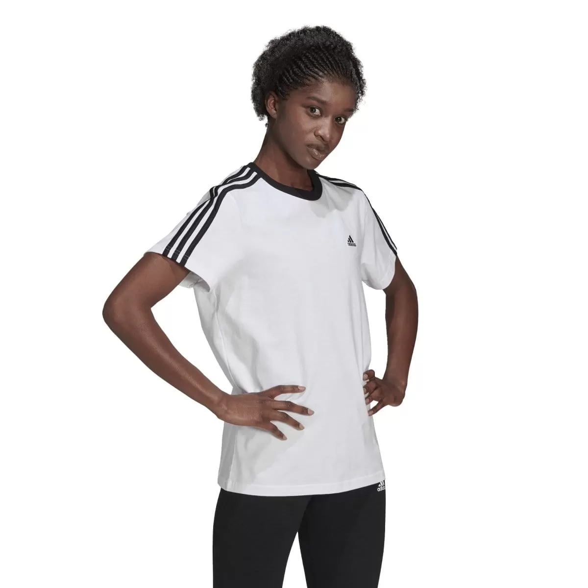 ADIDAS WOMEN'S ESSENTIALS 3-STRIPES WHITE TEE