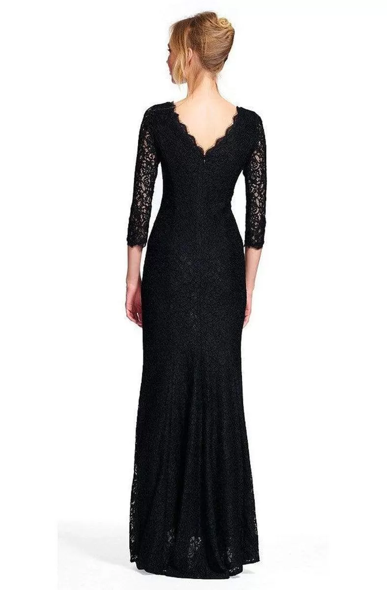 Adrianna Papell - Long Sleeves Lace Long Dress 91879130