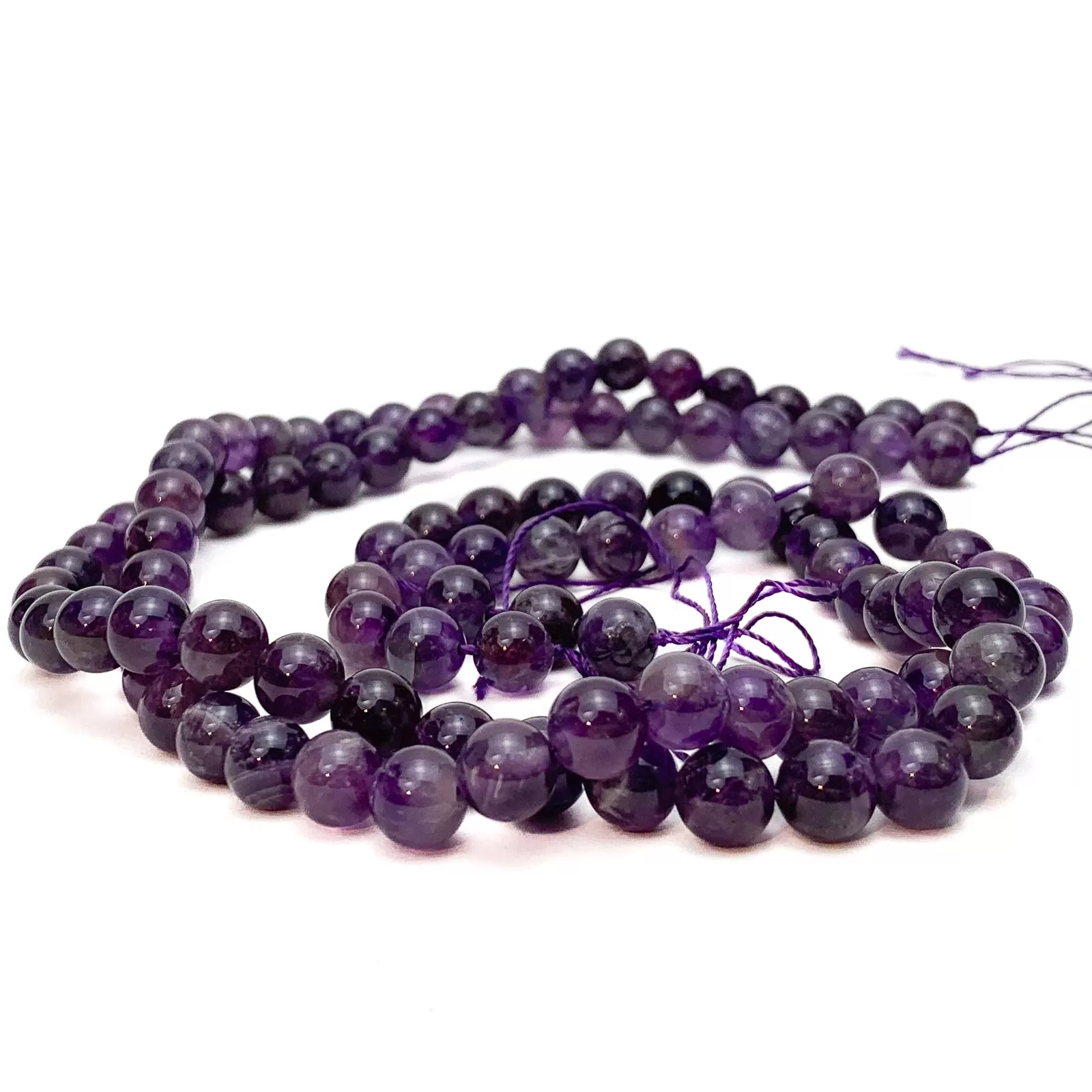 Amethyst 8mm Smooth Rounds Bead Strand