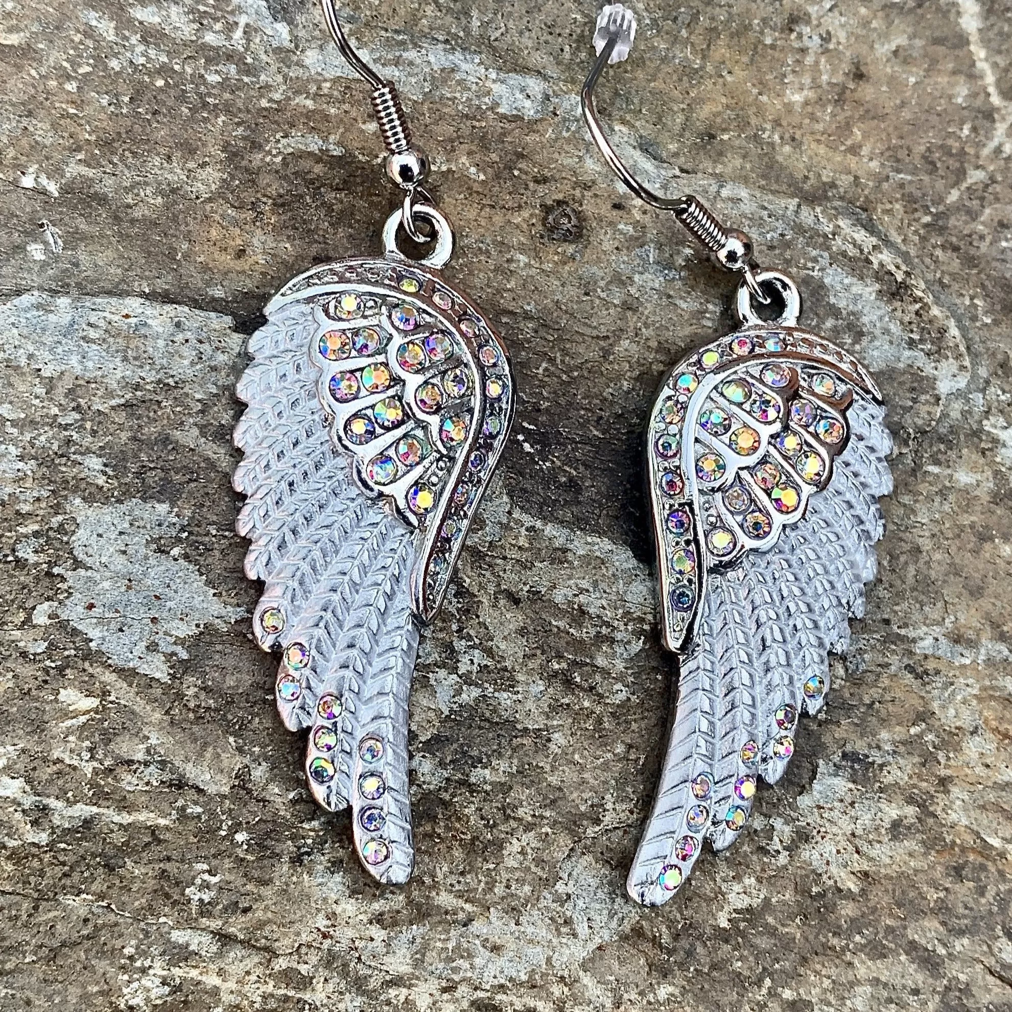 Angel Wings Crystal Earrings - Rainbow Stones -  SK2254E