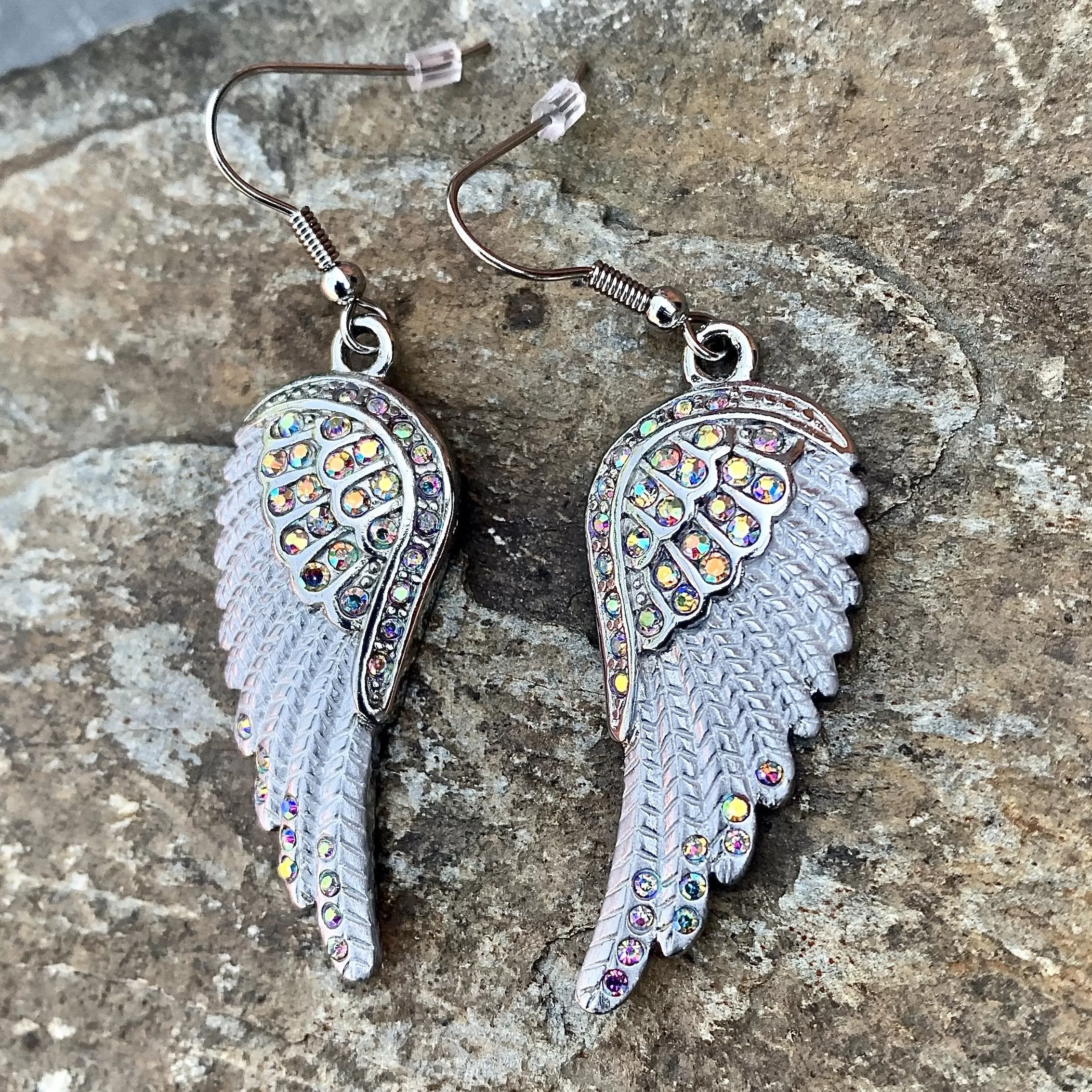 Angel Wings Crystal Earrings - Rainbow Stones -  SK2254E