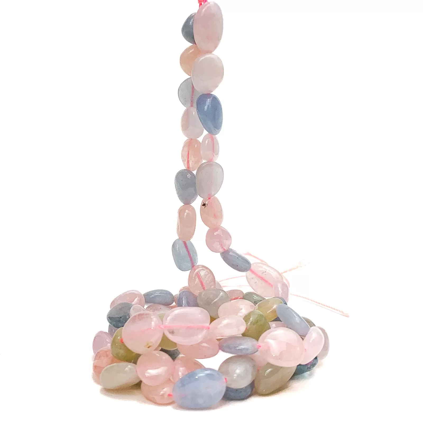 Aquamarine / Beryl Mix Small Smooth Pebbles Bead Strand