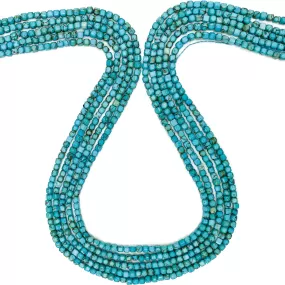 Arizona Turquoise Dark 2.5mm Faceted Cubes Bead Strand