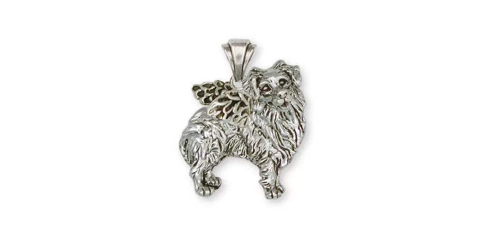 Australian Shepherd Angel Pendant Jewelry Sterling Silver Handmade Dog Pendant D017-AP