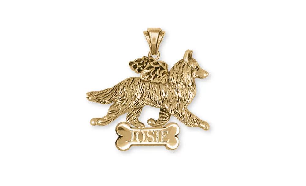 Belgian Tervuren Angel Jewelry 14k Yellow Gold Vermeil Personalized Pendant Belgian Tervuren Angel Charms And Belgian Tervuren Angel Jewelry BV1-ANPVM