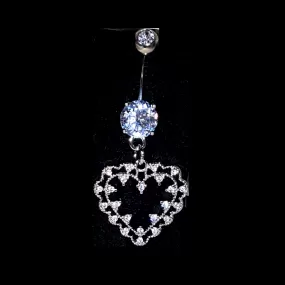 Belly Ring - Cubic Zirconia Cut Out Heart