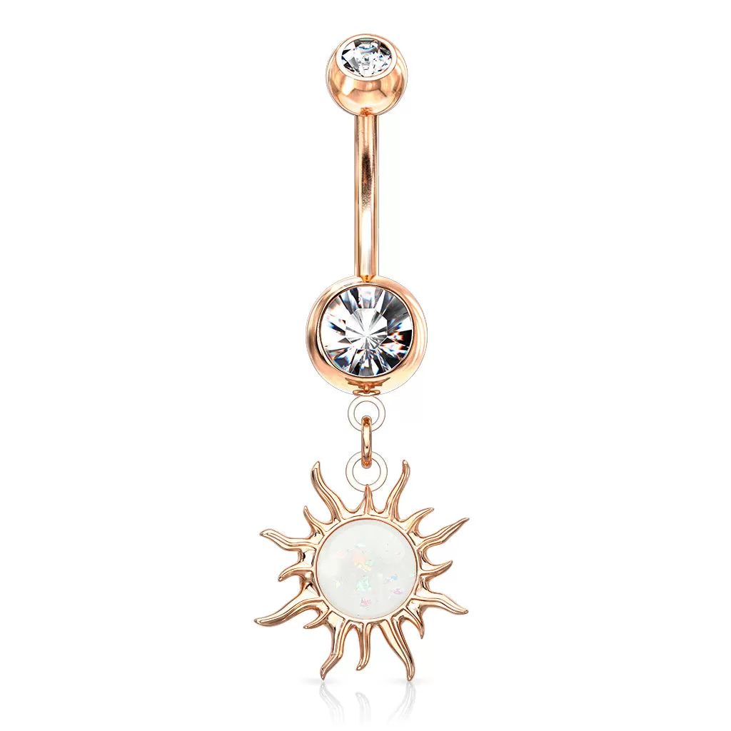 Belly Ring - Sun Opal Glitter