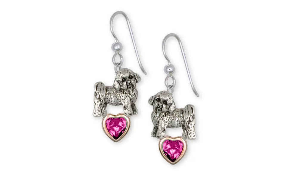 Bichon Frise Earrings Jewelry Sterling Silver Handmade Dog Earrings BF9-SE