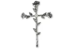 Birthstone Rose Cross Pendant Jewelry Sterling Silver Handmade Flower Pendant RS10-SP