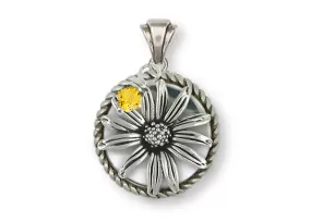 Black Eyed Susan Pendant Jewelry Sterling Silver Handmade Flower Pendant BES1-BDDP