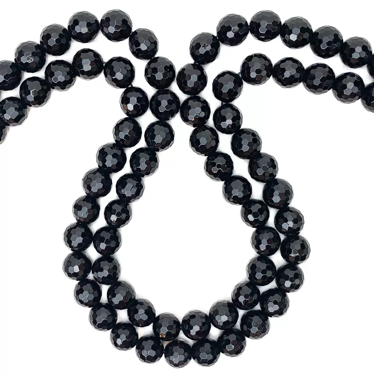 Black Spinel 10mm Faceted Rounds Bead Strand