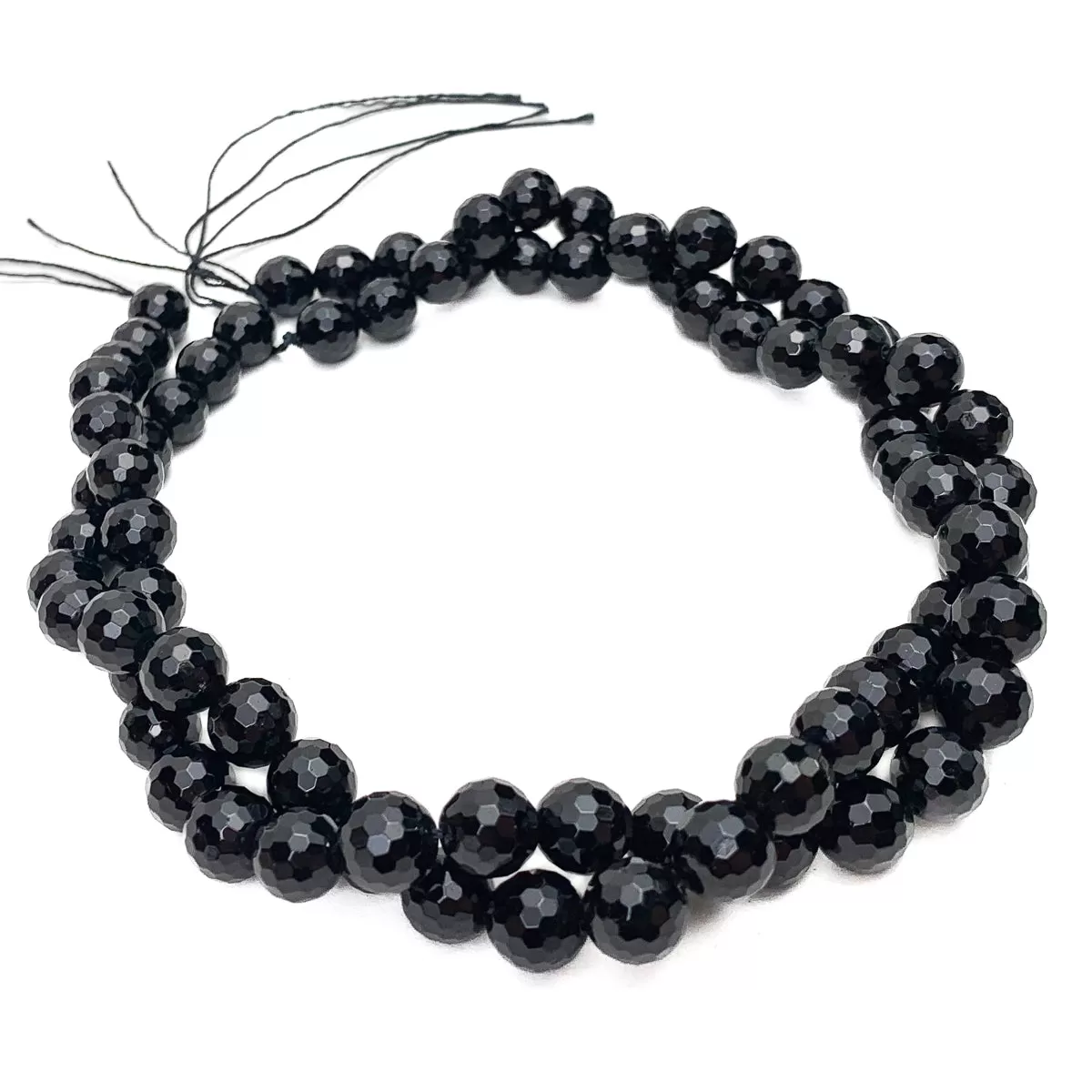 Black Spinel 10mm Faceted Rounds Bead Strand