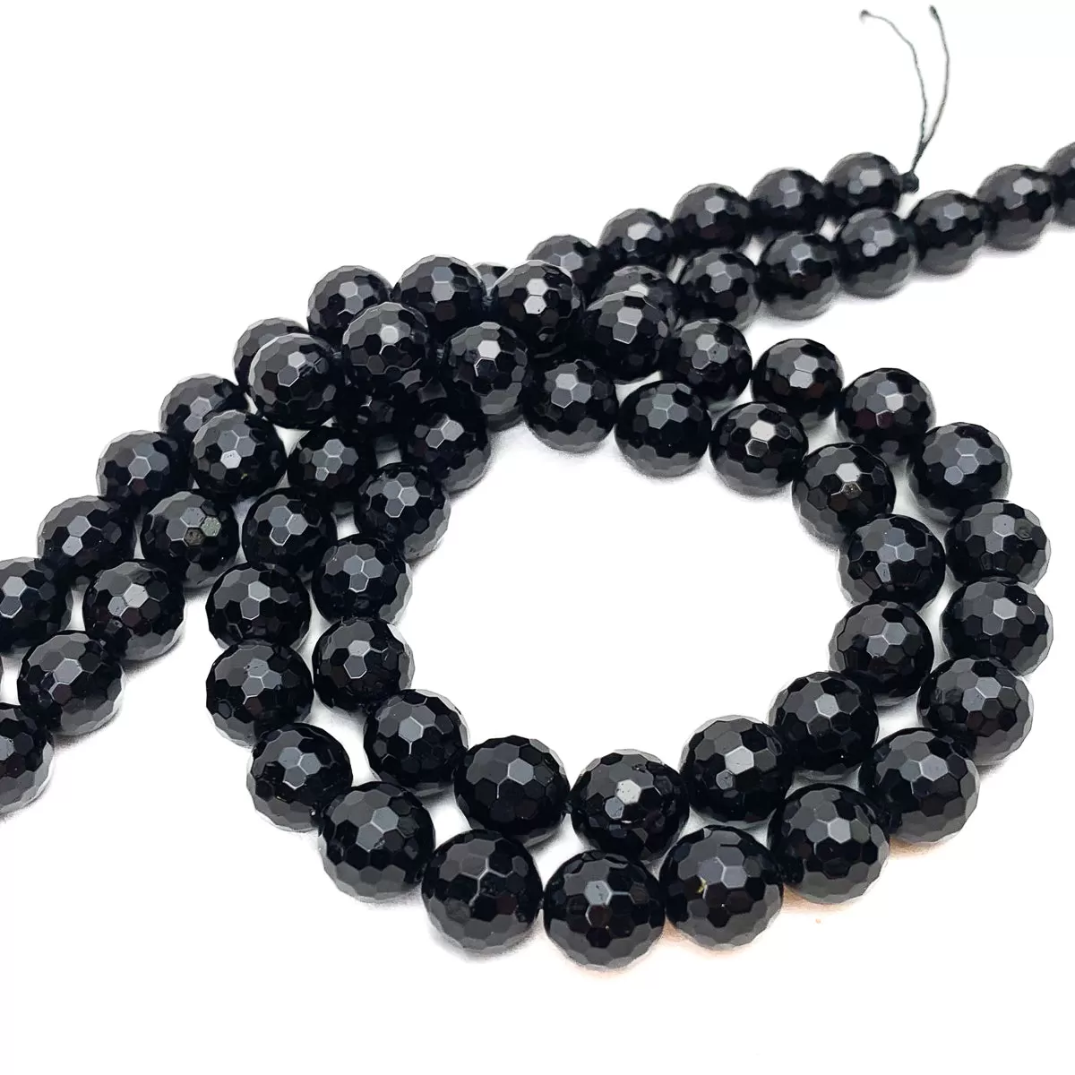 Black Spinel 10mm Faceted Rounds Bead Strand