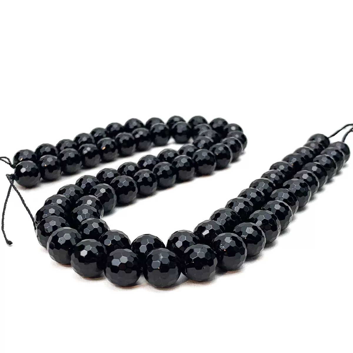 Black Spinel 10mm Faceted Rounds Bead Strand