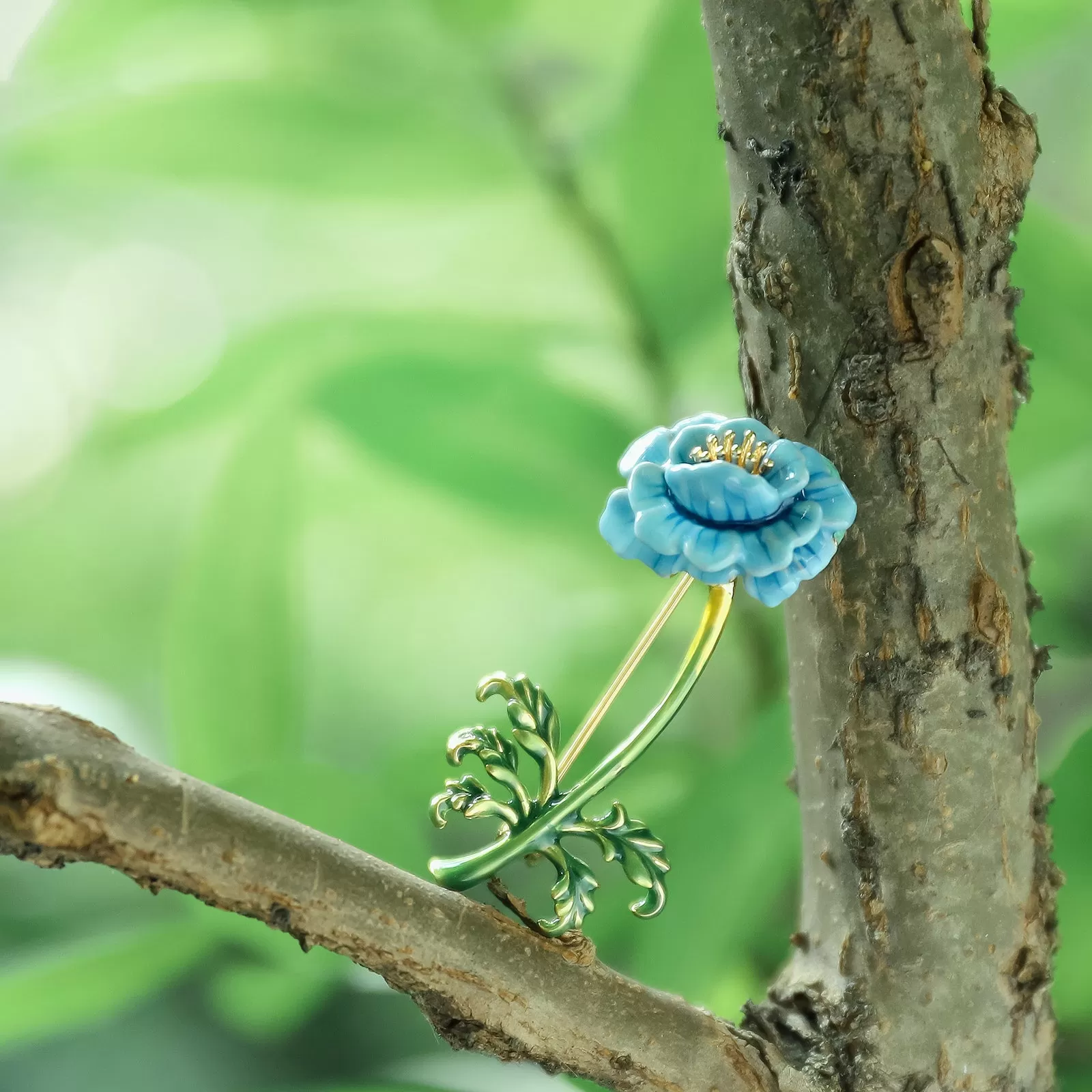 Blue Floral Brooch