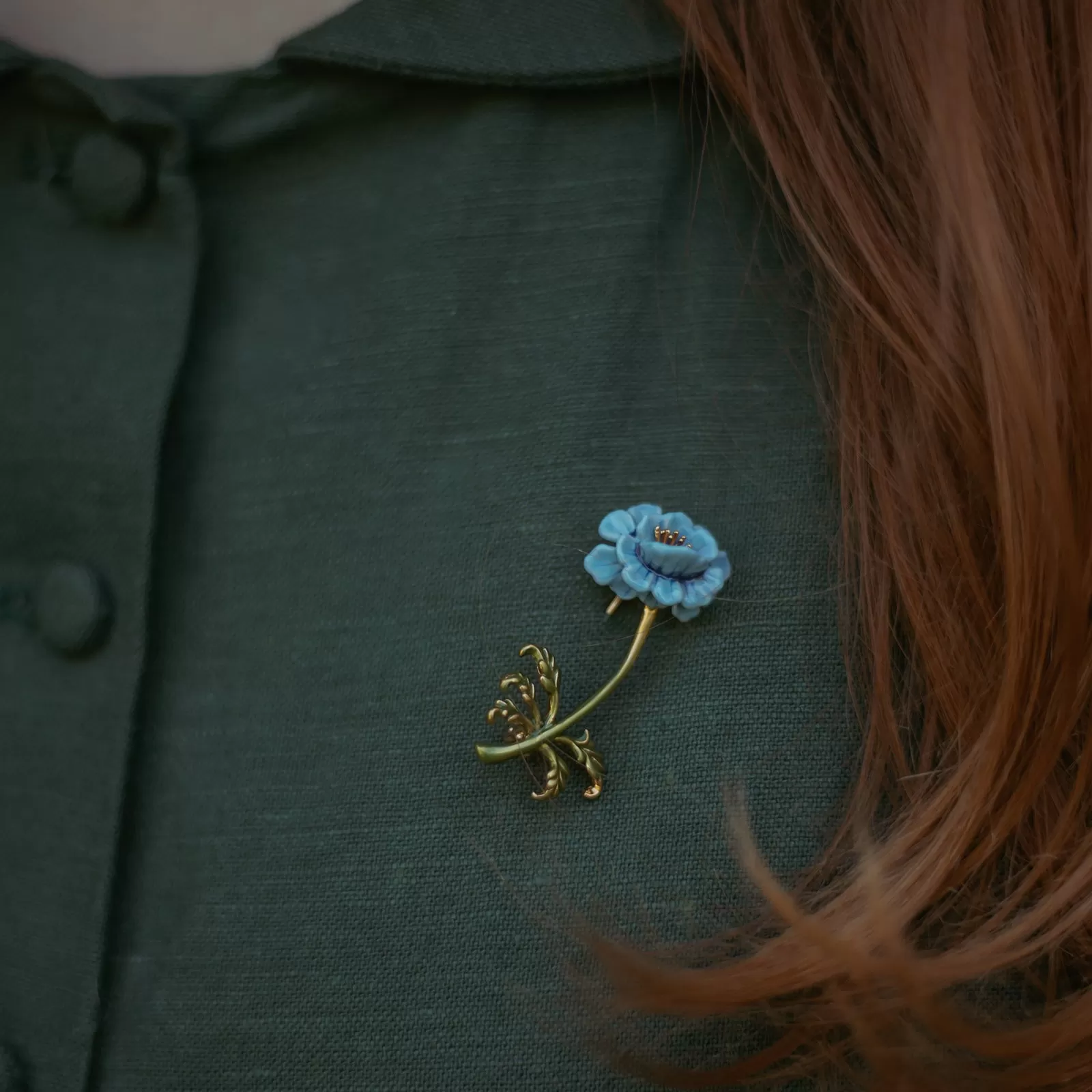 Blue Floral Brooch