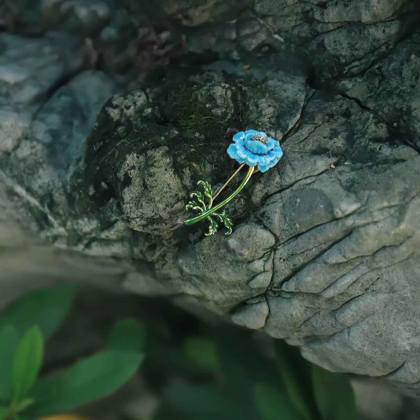 Blue Floral Brooch