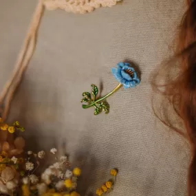 Blue Floral Brooch